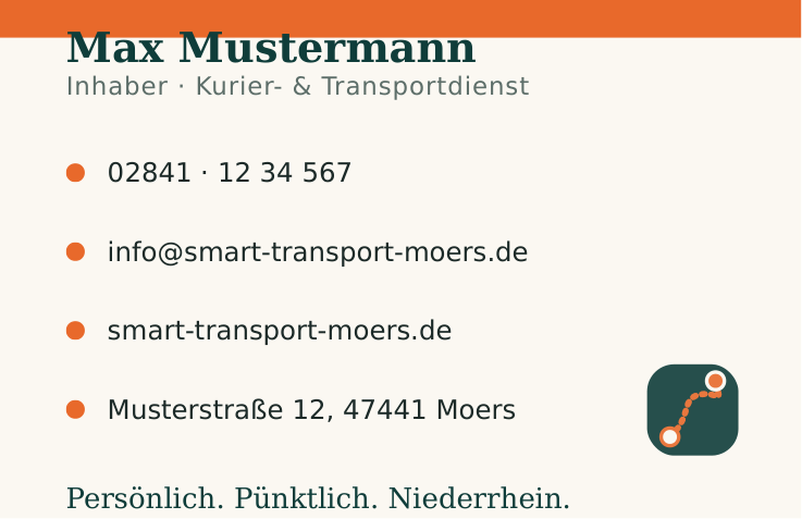 Visitenkarte Rückseite: Kontaktdaten
